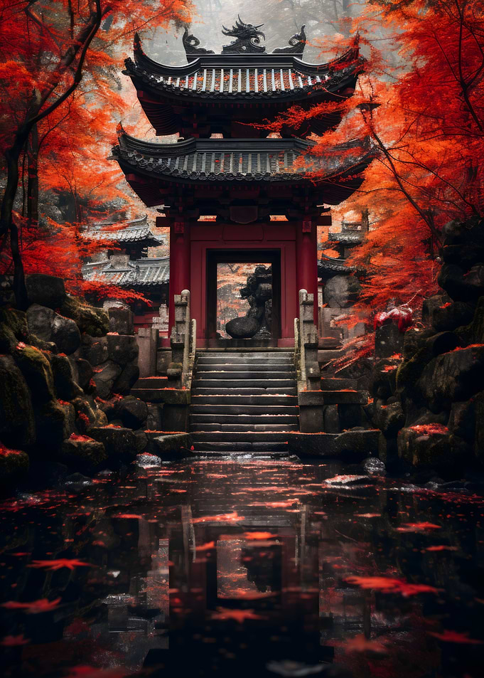 Japanese lanscape temple