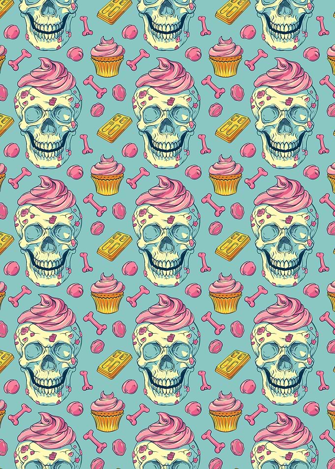 Pattern of Skulls Cupcakes