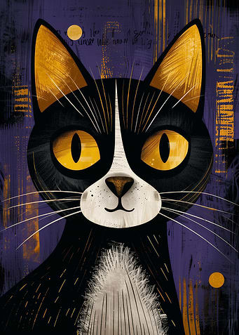 Happy Black and White Cat