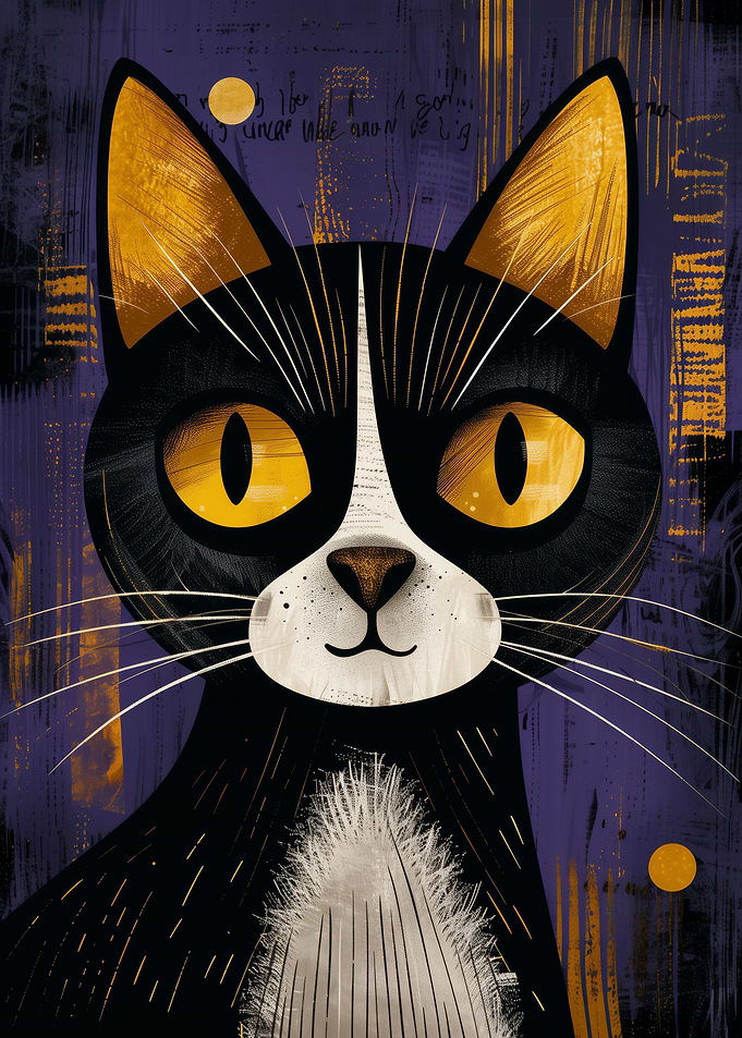 Happy Black and White Cat