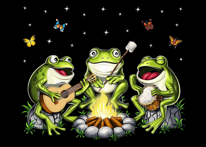 Cottagecore Frogs Camping