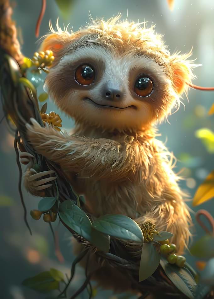 A Cute Cartoon Sloth