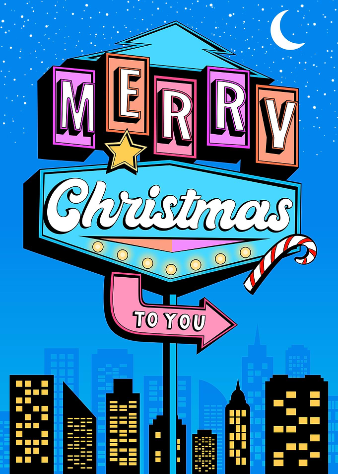 Retro sign Merry Christmas