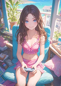 Sexy Girl Play Video Game