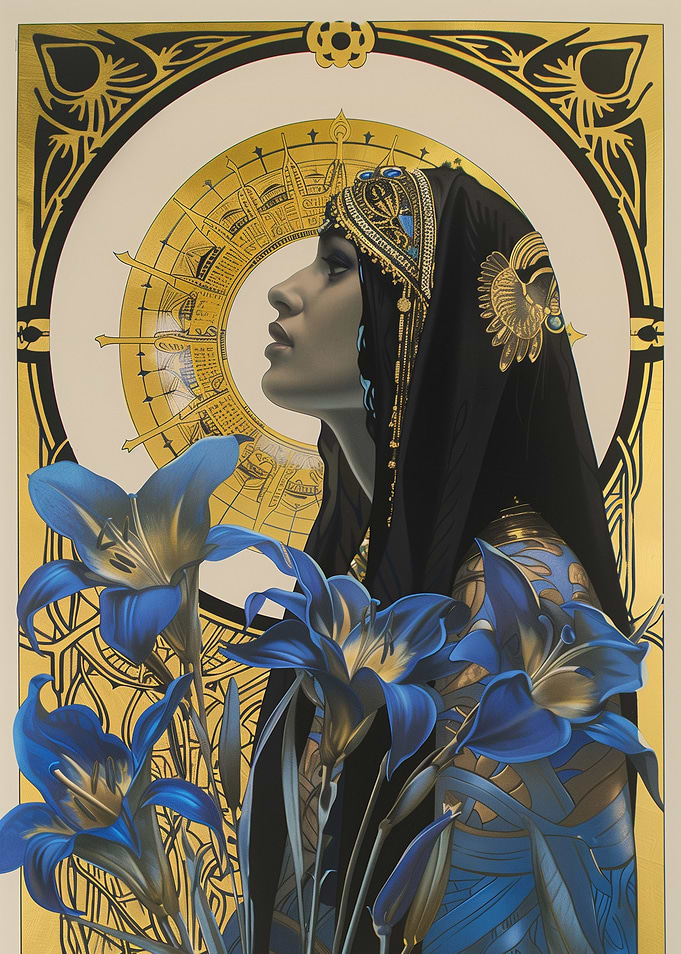 egyptian woman with lilies