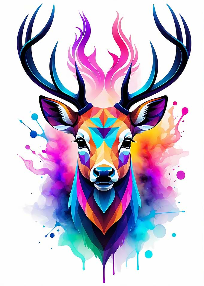 Geometric Color Deer