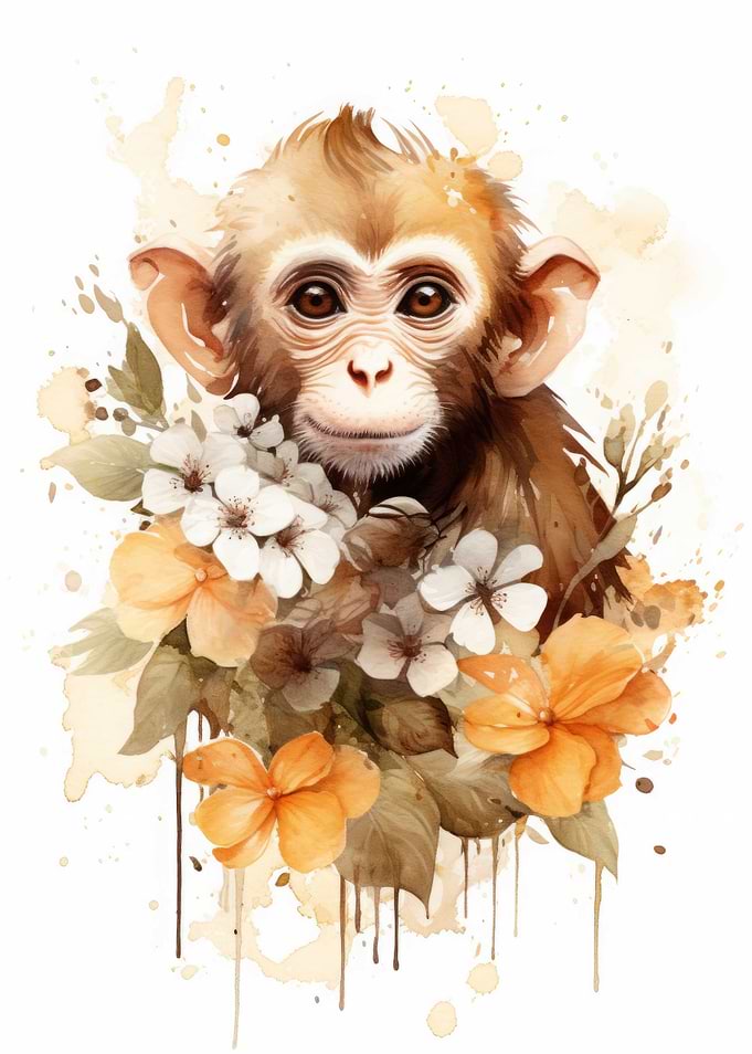 Monkey Watercolor