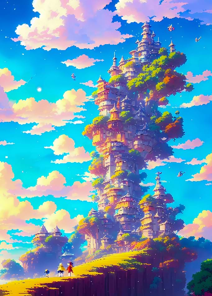 pixel of the village sky