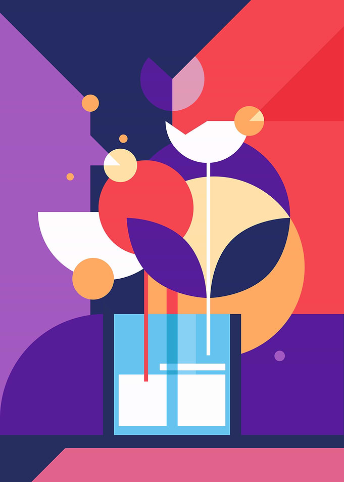 Vase with abstract flowers