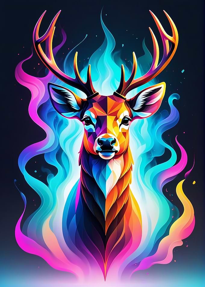 Geometric Color Deer