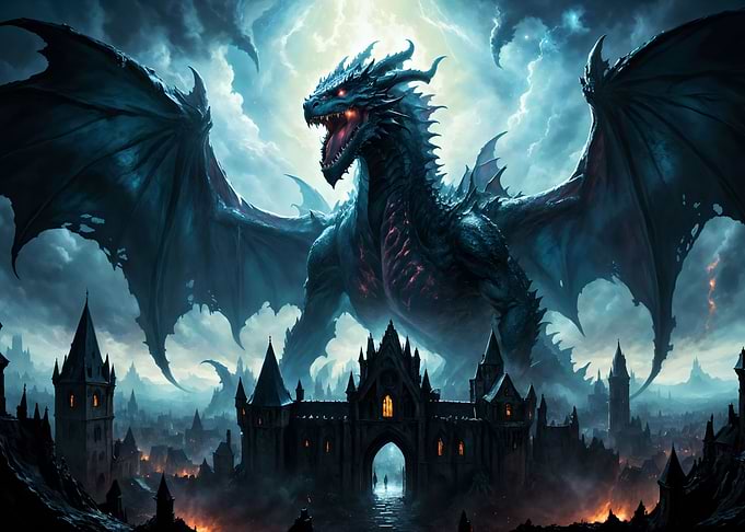 A gigantic black dragon