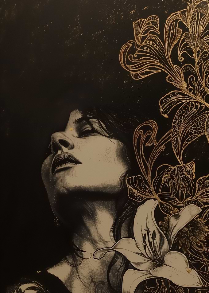 mystical Woman with lilies