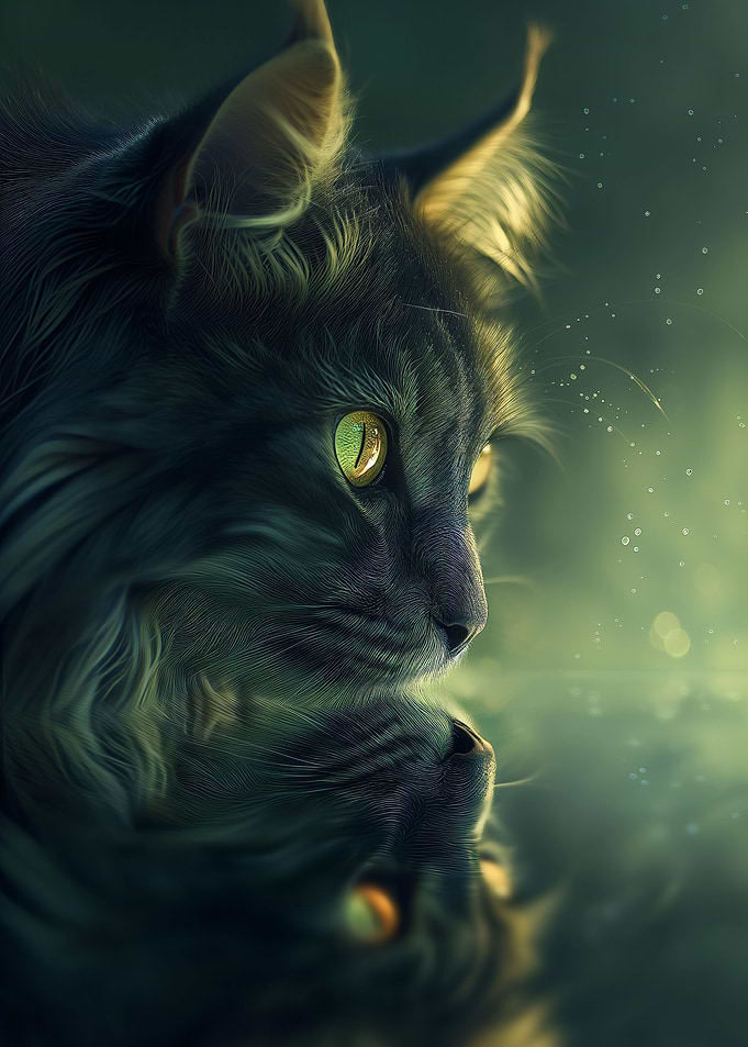 Magical Cat In The Dark