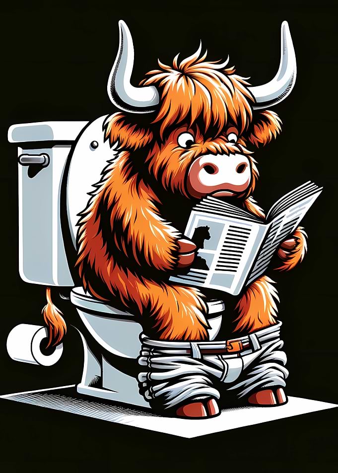 Highland Cow Toilet Break