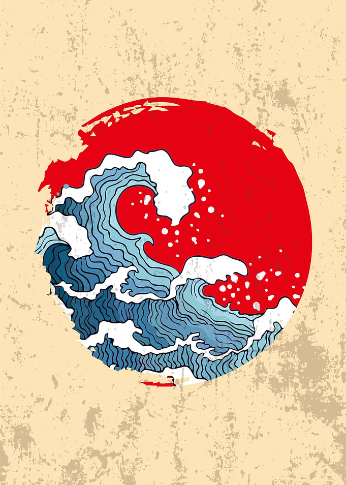 Japanese wave circle art
