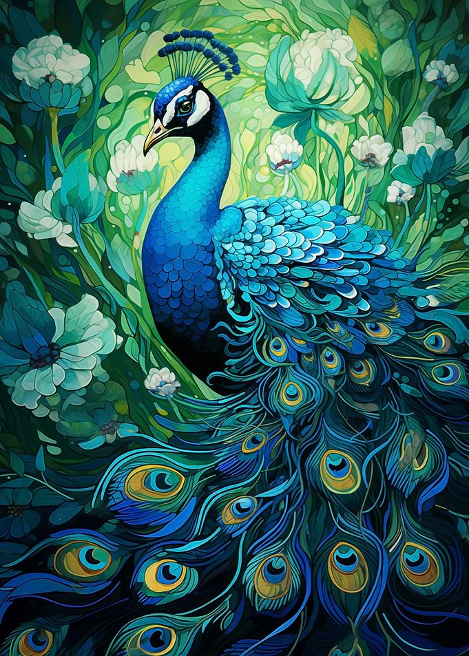 Vintage peacock poster
