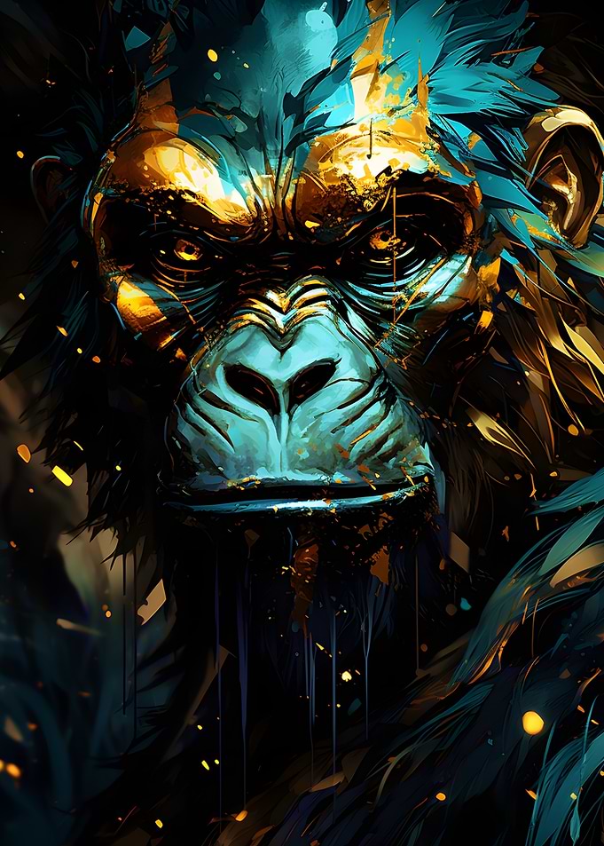 Gorilla Monkey Gold Paint