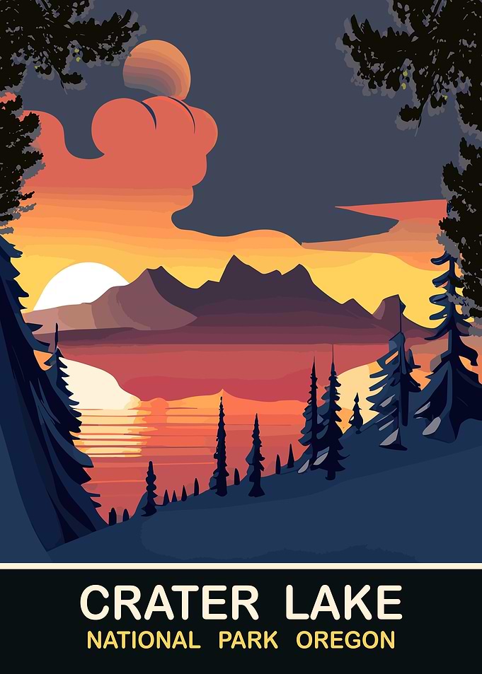 Sunset in Crater Lake