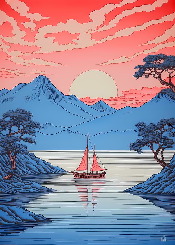 sunset in the lake
