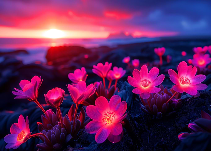 Glowing Purple Flowers Zen