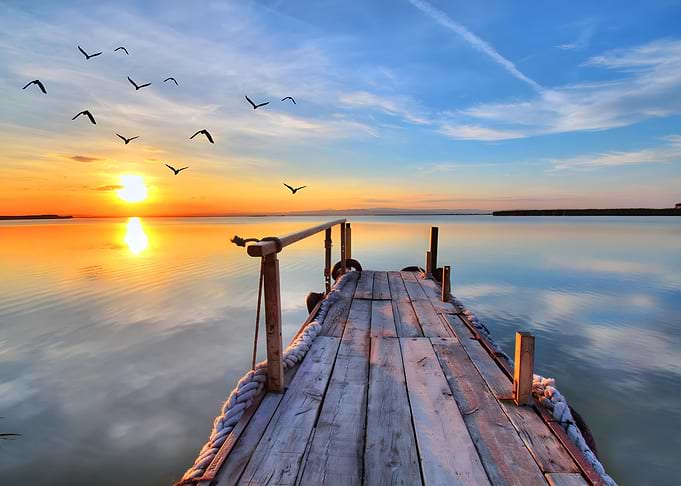 Pier sunset at the Sea