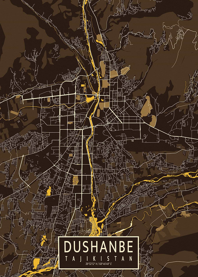 Dushanbe City Map Pastel