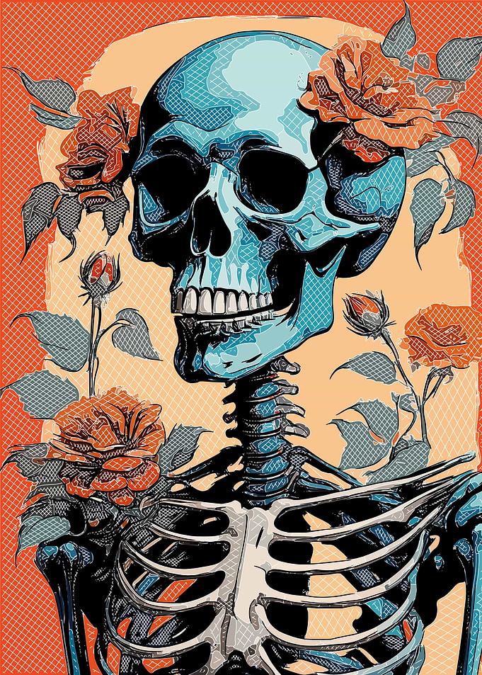 Floral Skeleton Pop Art 7