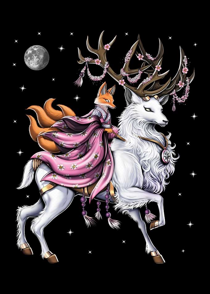 Japanese Kitsune Fox Deer