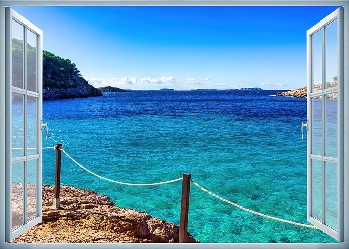 Window view sea landscape