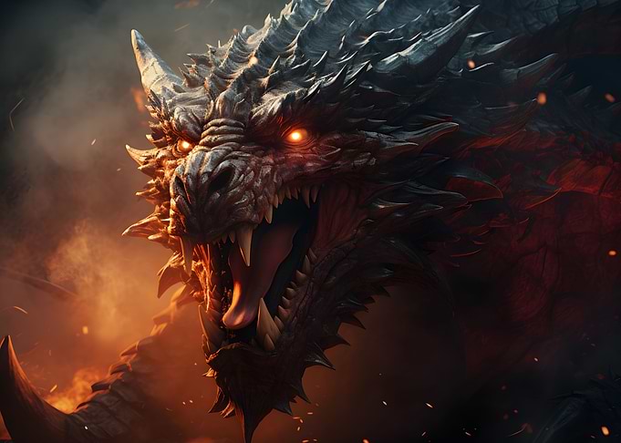Mysterious Fire Dragon Art