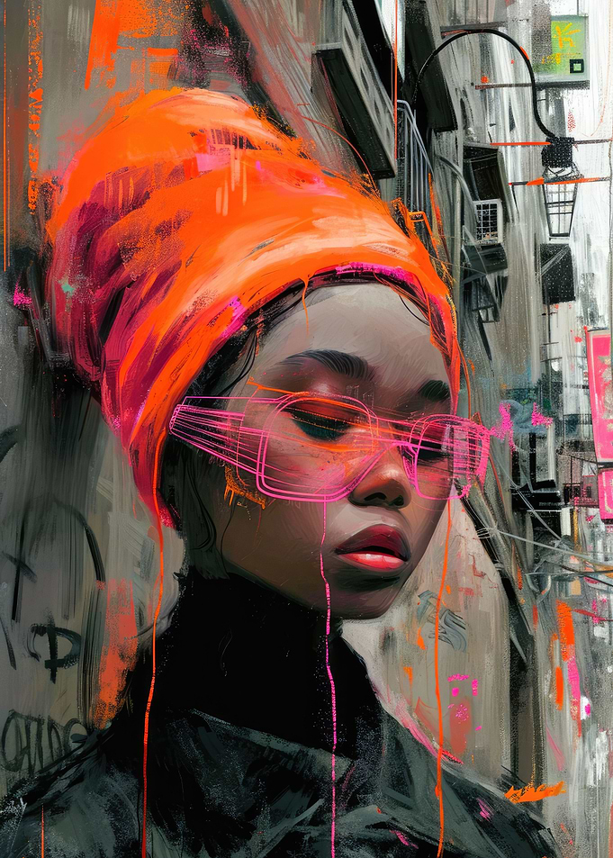 Woman Portrait Neon Manga