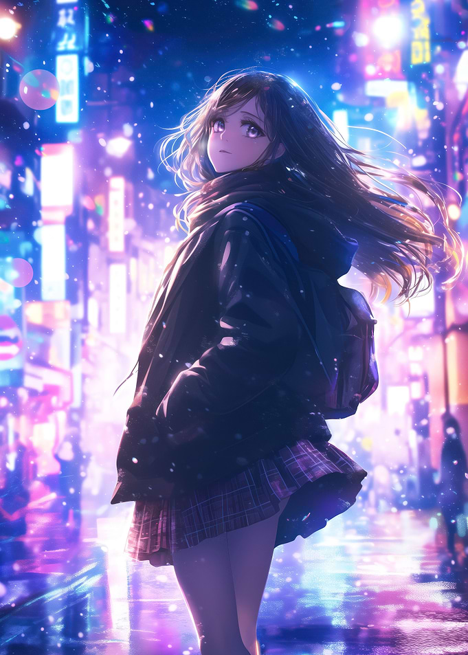 waifu anime girl walking