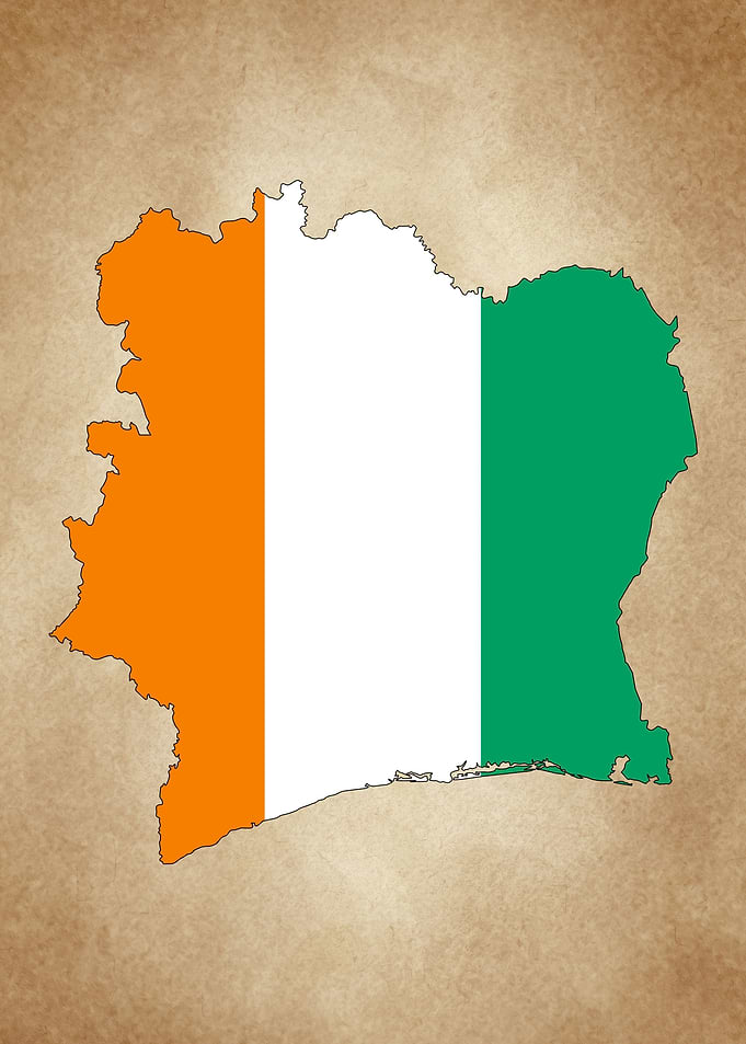 Ivory Coast map vintage