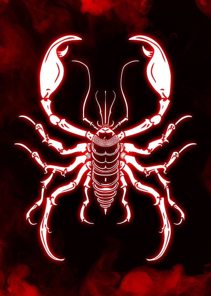 Drawing Scorpion Red Neon