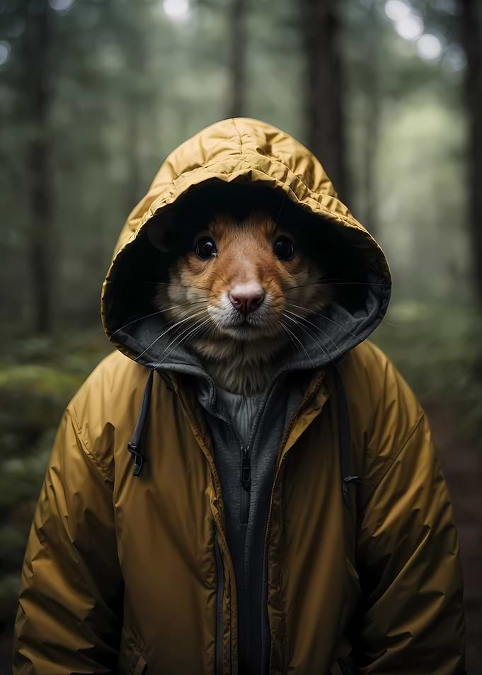 Mouse in a raincoat