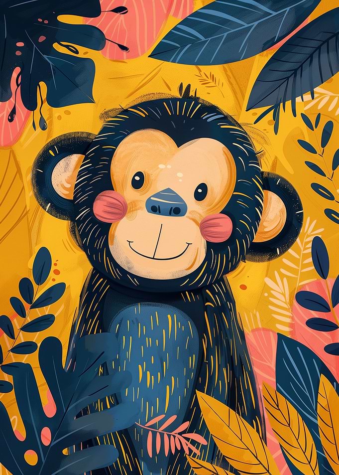 Cute Watercolor Monkey