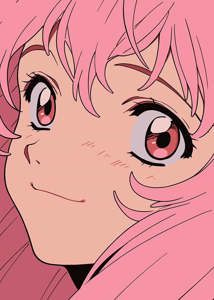 Happy Pink Hair Girl