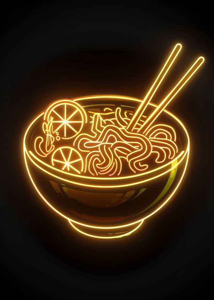 Ramen Noodle Golden Neon