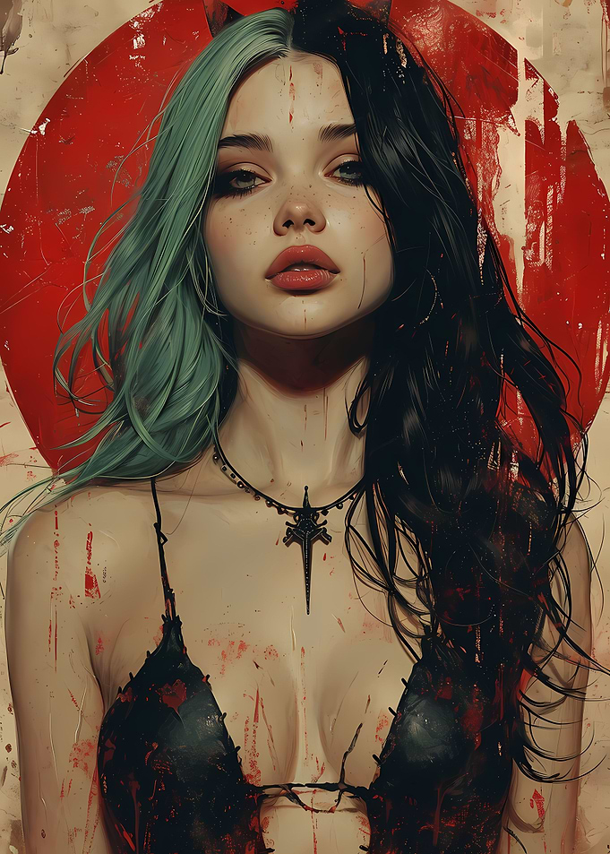 Vintage Retro Goth Girl
