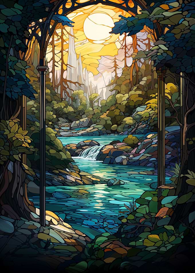 Waterfall River Painting
