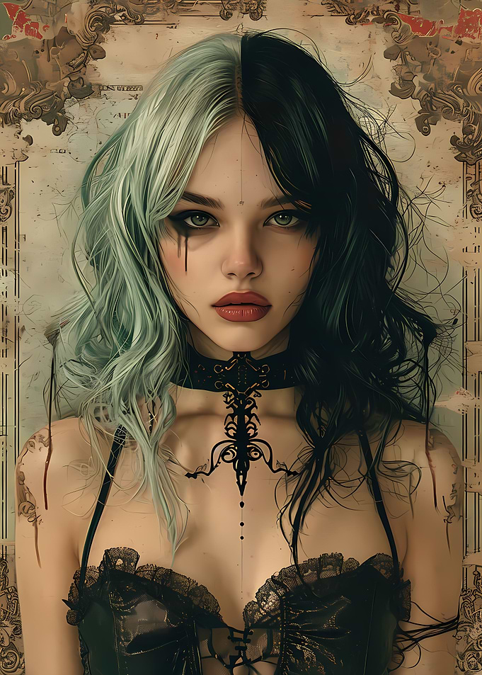 Vintage Retro Goth Girl