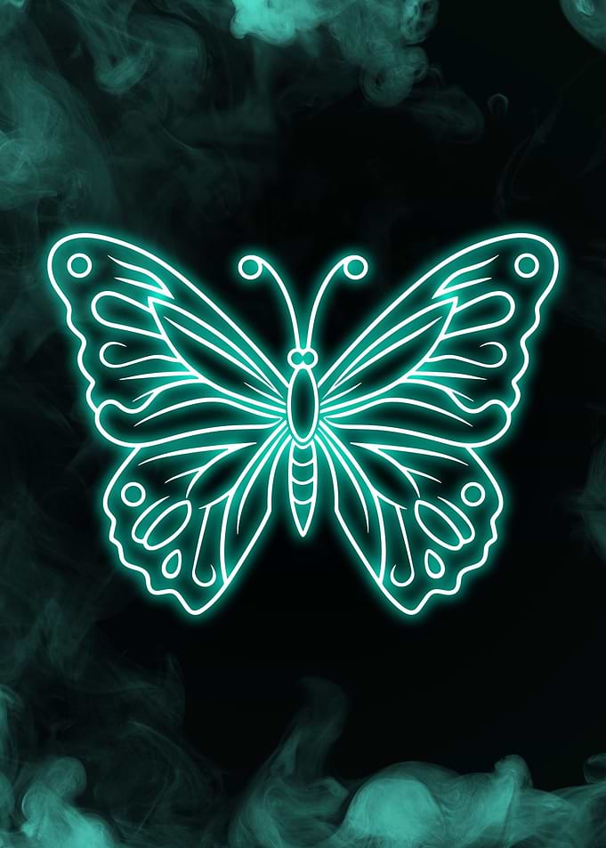 Butterfly Neon Light Blue