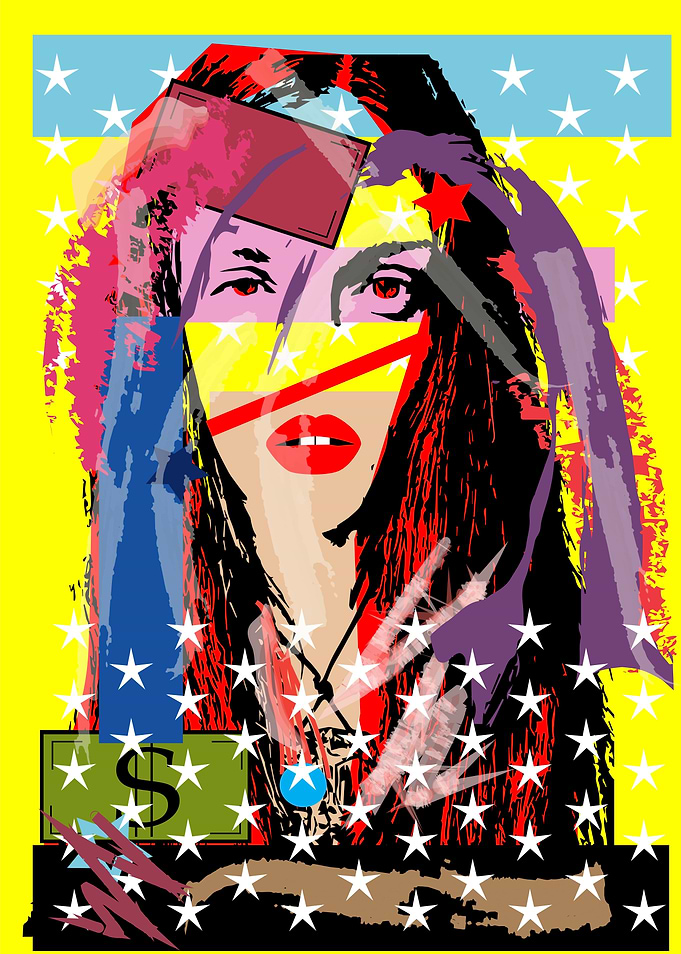 Sexy girl with stars crea
