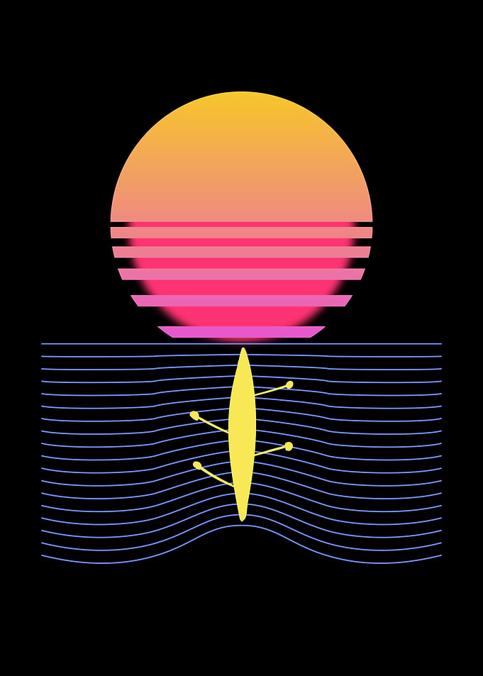 Rowing Retro Sunset Rowing