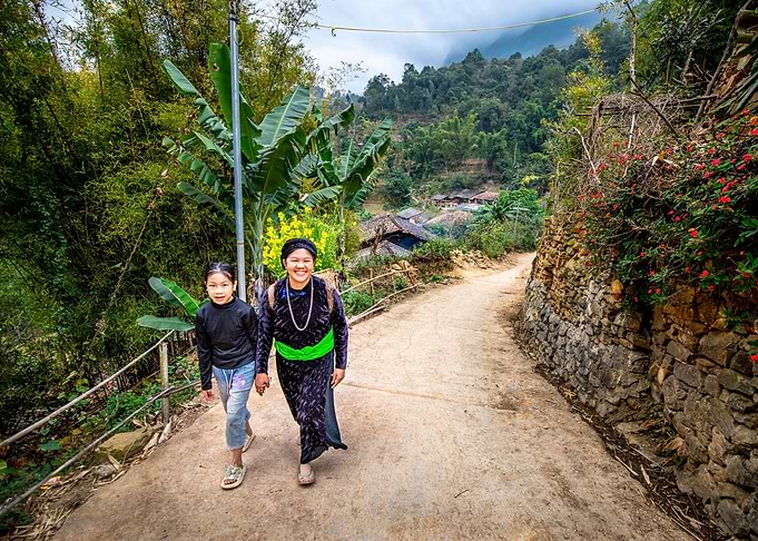 Ethnic woman on the road