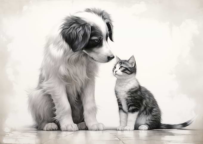 Cute Dog and Cat Artwork