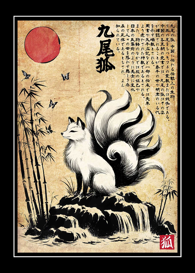 Kitsune woodblock
