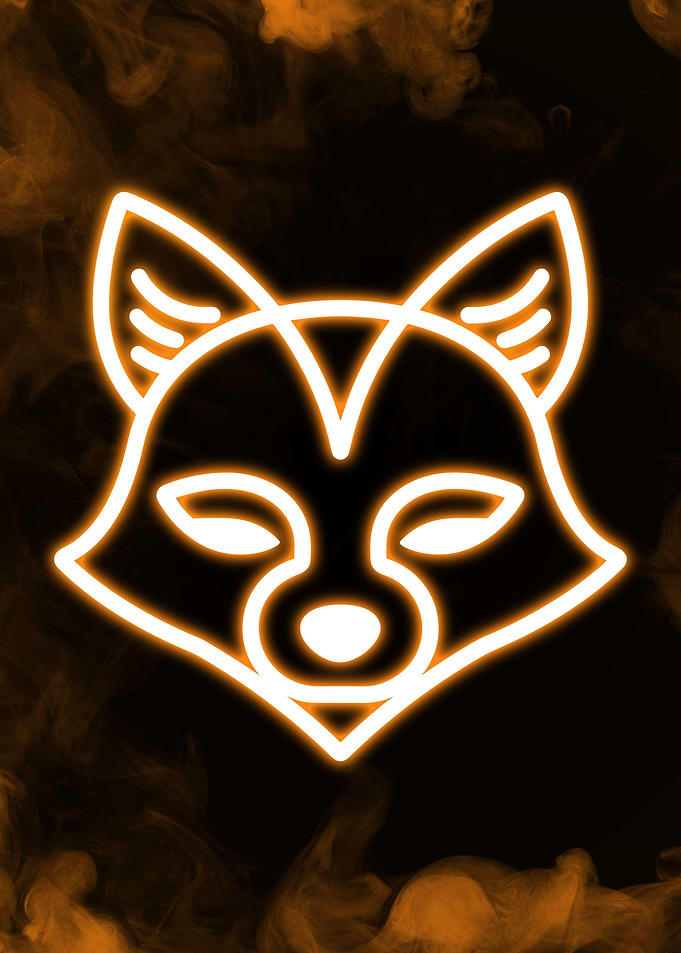 Fox Head Orange Neon Light
