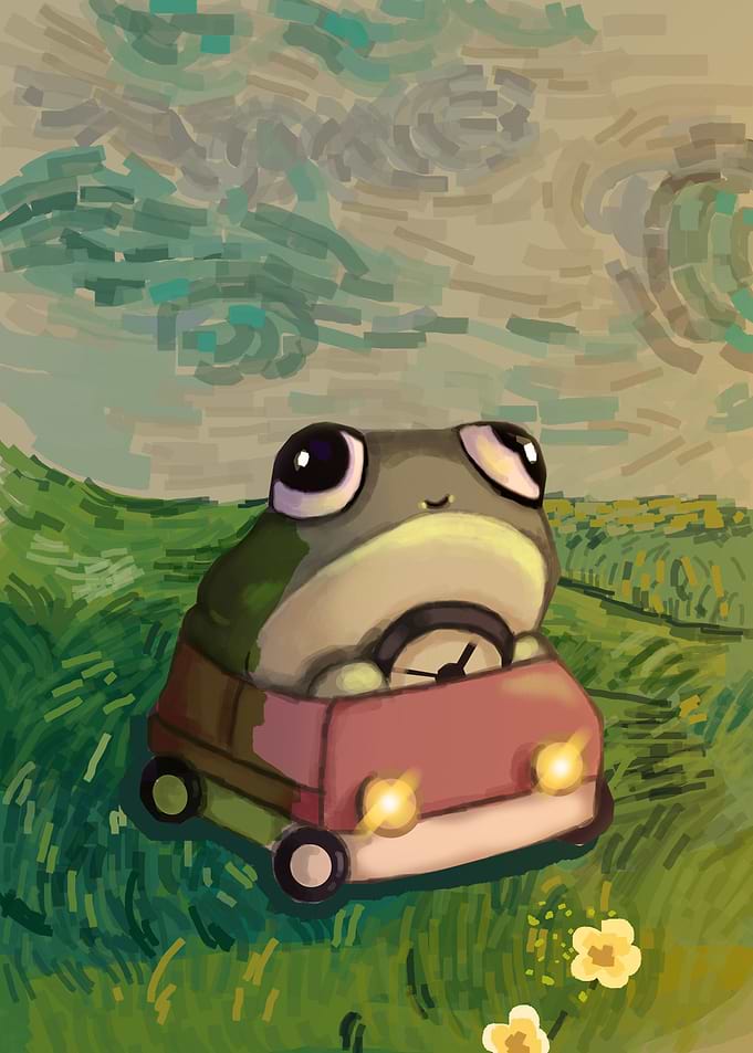 frog driving in monet
