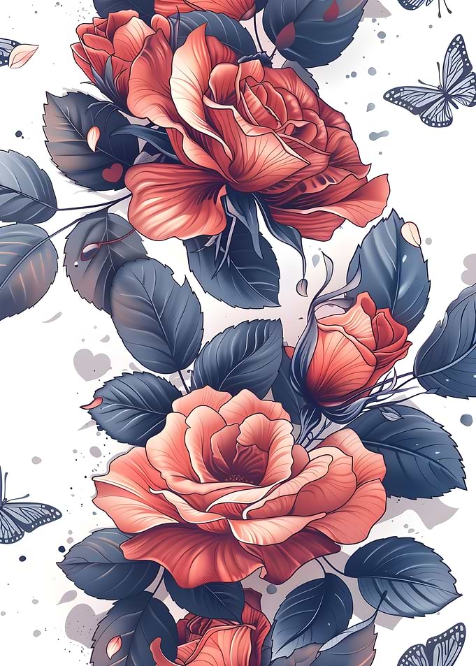Roses and Butterfly